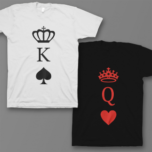 Парные футболки для влюбленных "Король пики и Королева черви"